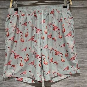 MOSMANN AUSTRALIA Blue Flamingo SWIM TRUNKS / SHORTS ~ Mens M  Medium